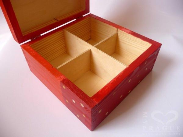 Krabice na čaj malá – červená – kočka 3