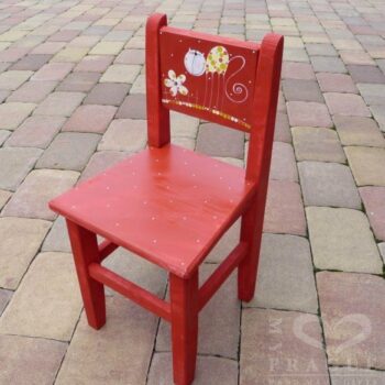 Židle s opěrkou – červená – kočka 2
