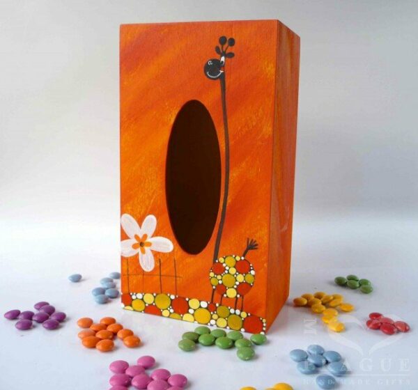 Krabice na kapesníky – oranžová – žirafa