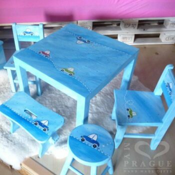 Dětský stůl – modrý – autíčka 2