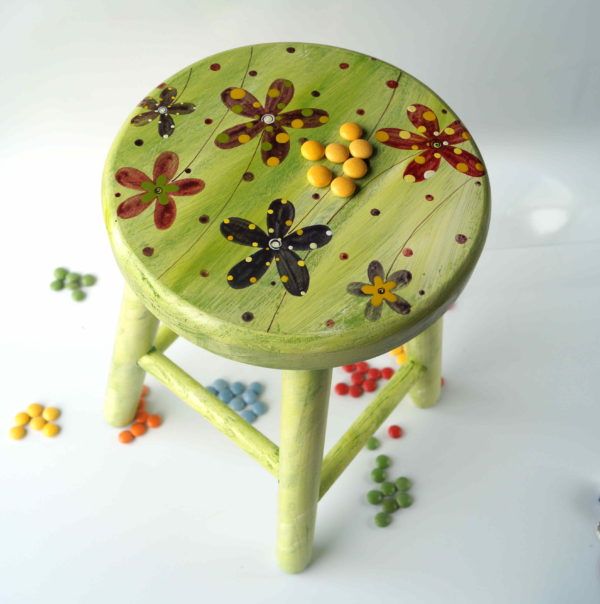 Dětská židlička – zelená – květy