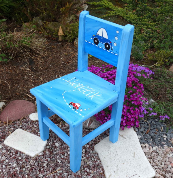 Židle s opěrkou – modrá – autíčko 2