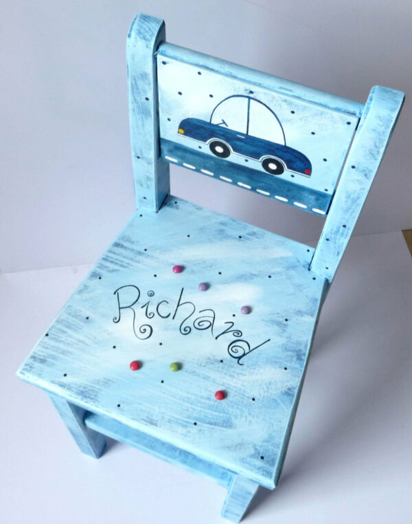 Židle s opěrkou – modrá – autíčko 4