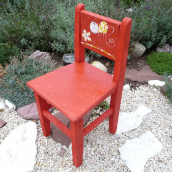 Židle s opěrkou – červená – kočka
