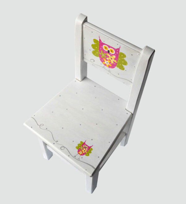 Židle s opěrkou – bílá – sova