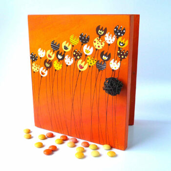 Skříňka na klíče – oranžová -tulipány 2
