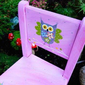 Židle s opěrkou – růžová sova 2