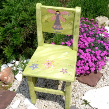 Židle s opěrkou – zelená s vílou 2