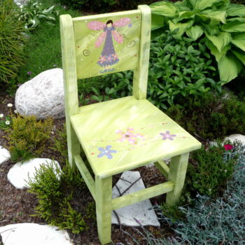 Židle s opěrkou – zelená s vílou