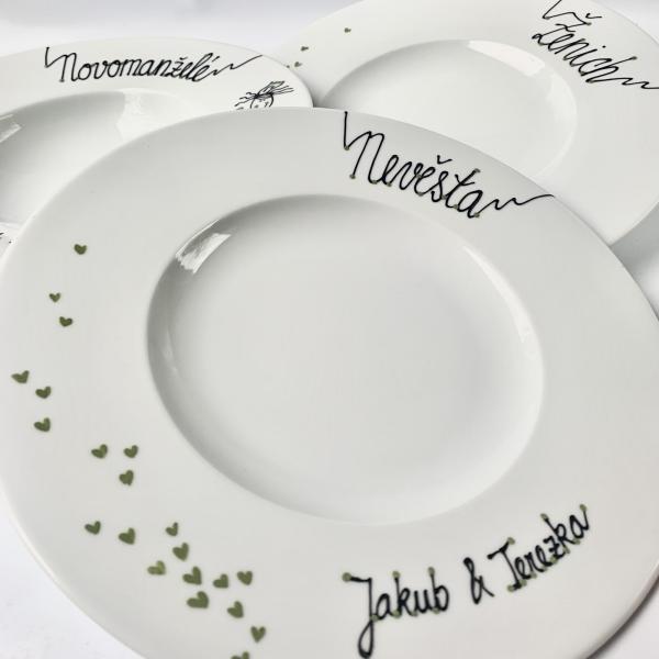 Sada svatebních talířů – pro NEVĚSTU a pro ŽENICHA