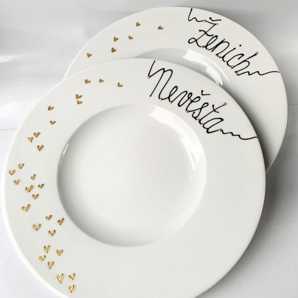 Sada svatebních talířů – pro NEVĚSTU a pro ŽENICHA 2