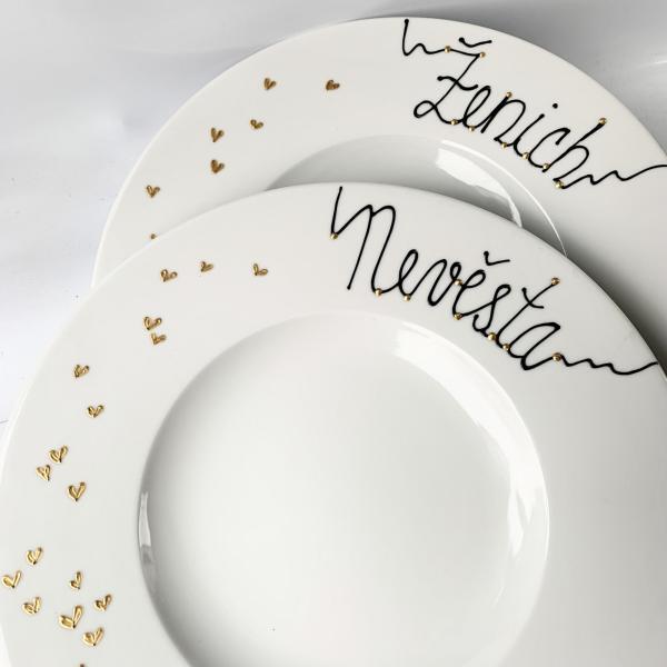 Sada svatebních talířů – pro NEVĚSTU a pro ŽENICHA 4
